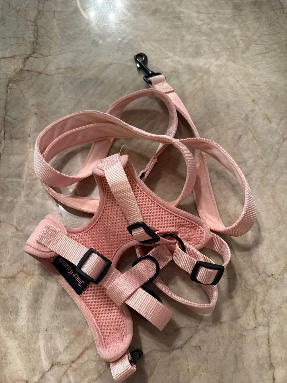 Juicy Couture Pink Crystal Crown & Juicy Logo Dog Harness with Leash